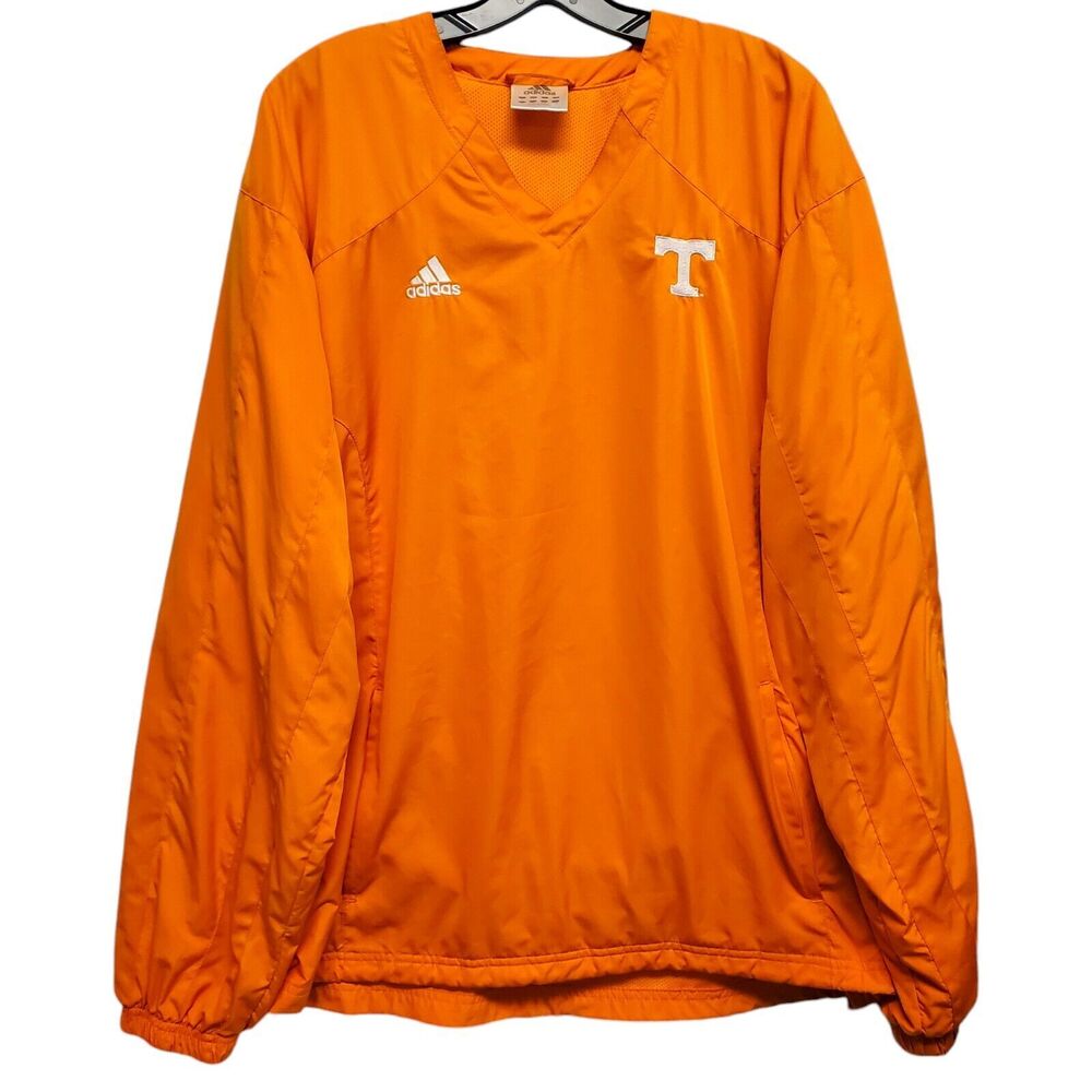 TENNESSEE VOLUNTEERS Jacket Mens Large Orange ADIDAS Pullover Windbreaker Vent